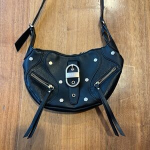 Jessica Simpson Black Crossbody Bag with Silver Accents